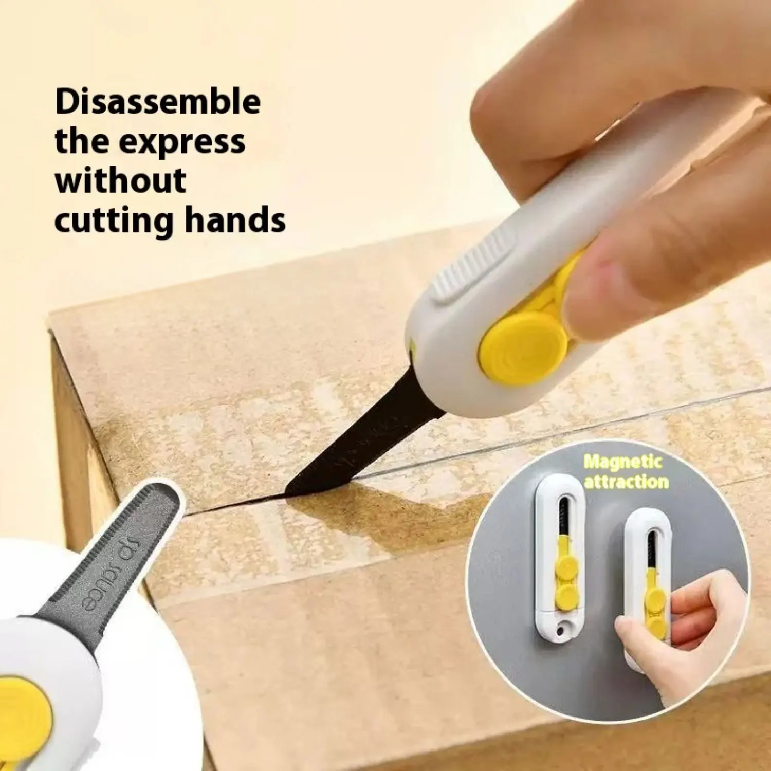 

Магнитный мини-резак для коробок, портативный резак для коробок, открывалка для писем и резак для бумаги, выдвижное лезвие, прочный мини-коробка из АБС-пластика