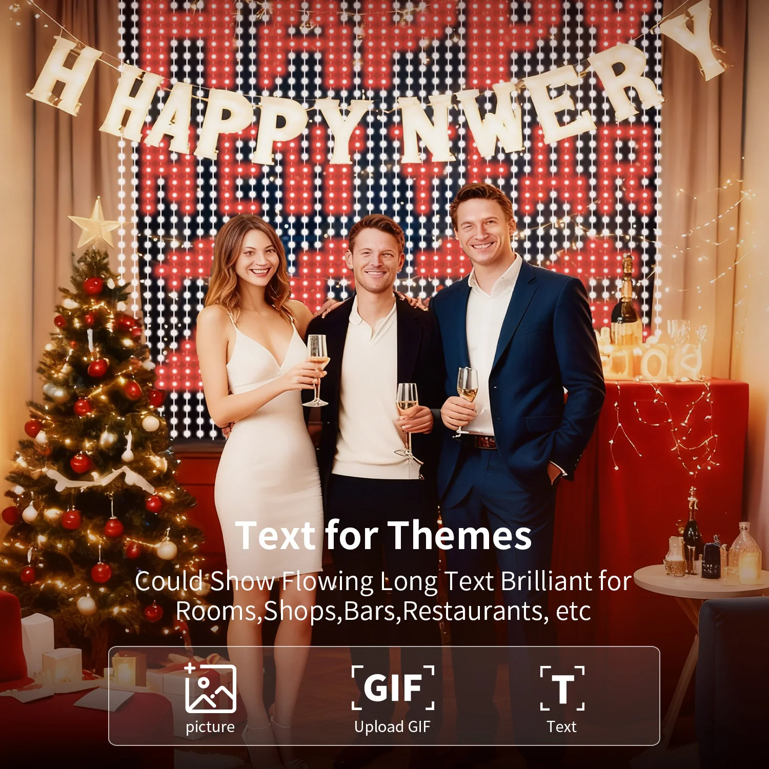 パターンledライト（アプリ制御付き）-400-led、usb給電、音楽同期rgbライト、diyスマートカーテンライト