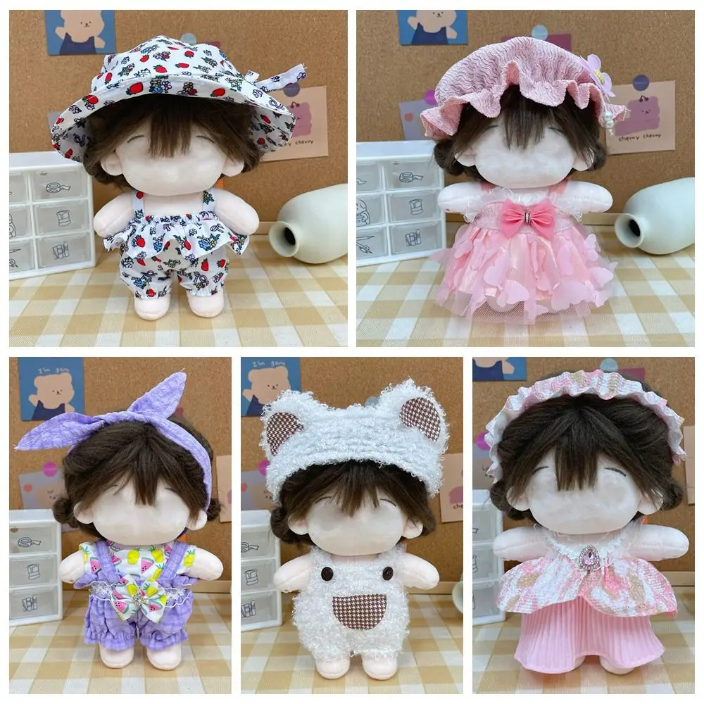 20CM Doll Clothes Multicolor Replacement Outfit Hairband Suspender Change Dressing Game Photo Props Cap Dress Suit