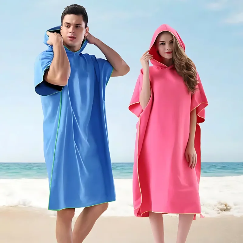  Surf Poncho Changing Towel Hooded Robe Microfiber Beach Blanket Bath Towel Swim Towel Wetsuit Beach Poncho For Adults