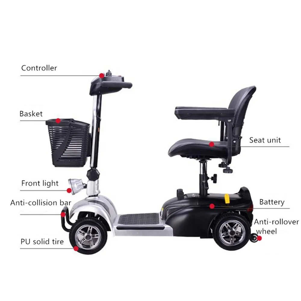 Scooter elétrico dobrável portátil, fácil de controlar a mobilidade, Cheap Elder, KSM-906, 4 Wheel, 2022