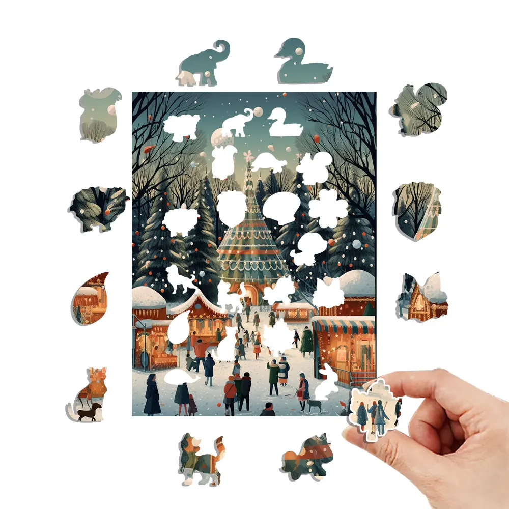 عيد الميلاد لغز خشبي شجرة سعيدة شخصية 3D لغز الكبار الأطفال هدية التعليم ألعاب أطفال لعبة #2