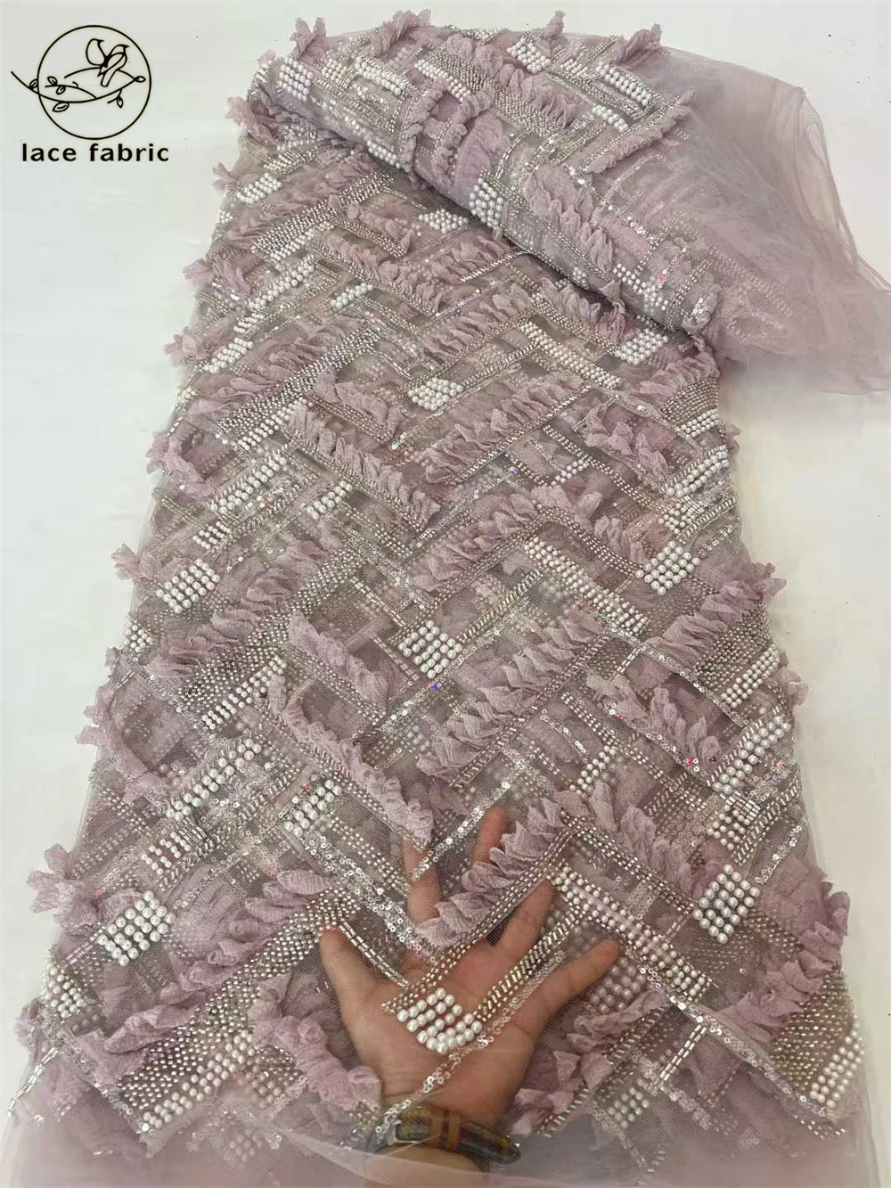 

Новейшая 3D-ткань с африканскими бусинами и кружевом, французская нигерийская сетчатая ткань с пайетками 2026 года для свадебных и праздничных платьев