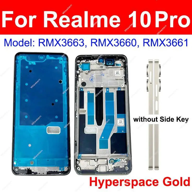 For Realme 10 Pro 10pro 5G RMX3663 Middle Housing Frame Cover LCD Front Cover Replacement