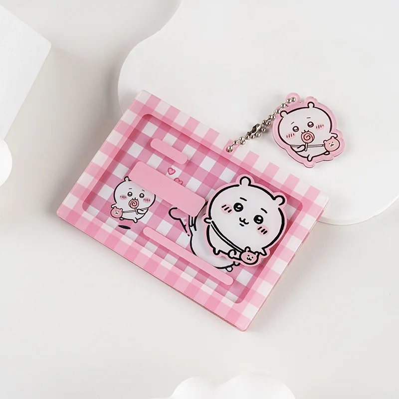 Miniso Chiikawa Usagis Cartoon Acrylic Id Card Holder Hachiwares Cute Bus Card Protective Cover Girls Stationery Gift Anti Loss