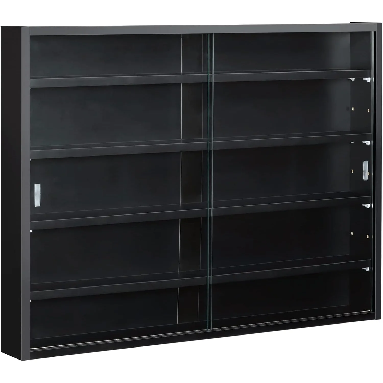 

5-Tier Display Cabinet, Glass Door Cabinet with Adjustable Shelves, Wall-Mounted Display Case for Playroom, Bedroom, Black