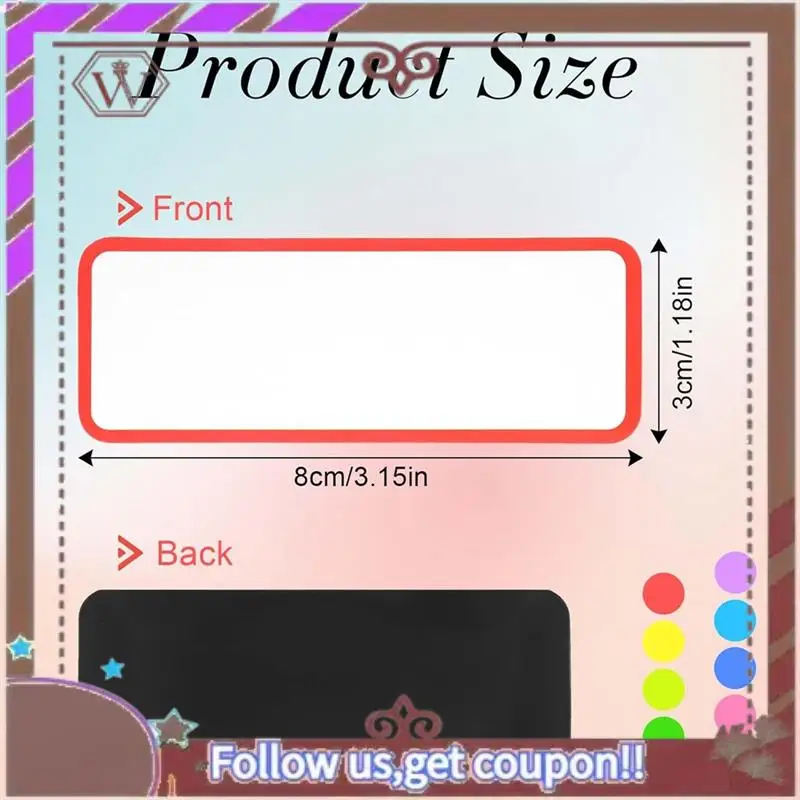 ABBG-54 Pcs 자기 건조 지우기 라벨 재사용 가능한 스트립 교실 이름 태그 쓰기 가능한 빈 자석 카드 지울 수있는 냉장고 메모