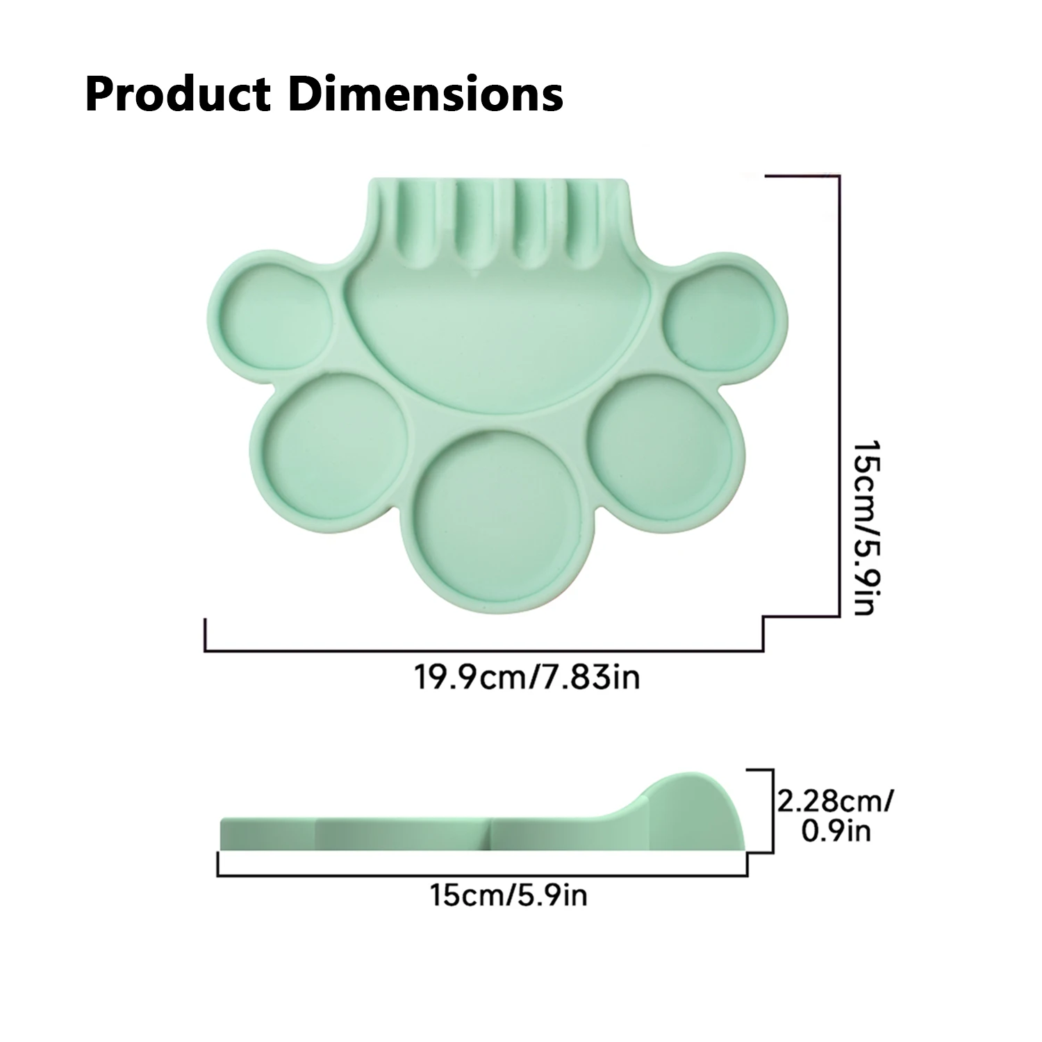 Portable Silicone Painting Palette Paw Shaped Design, Flexible Unbreakable Pigment Mixer Tray for Water Based Paint Oil Paint