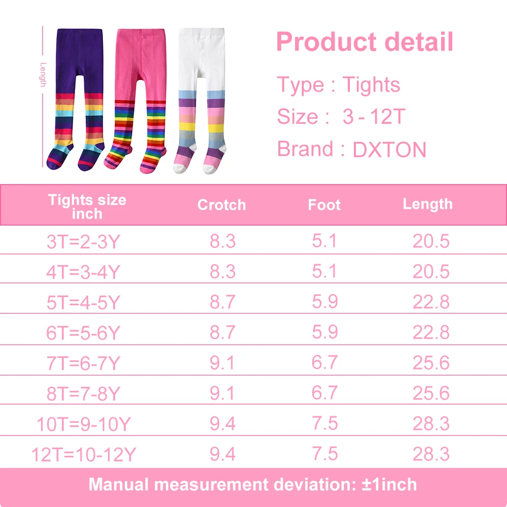 DXTON Tights For Girls Cotton Baby Girl Tights Fashion 4 Season Kids Pantyhose Rainbow Striped Soft Children Princess Leggings - Image 6