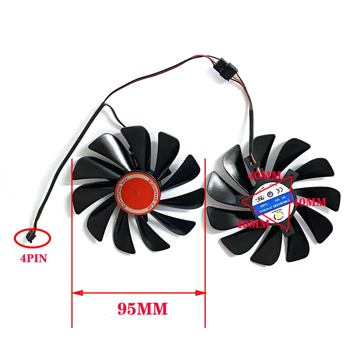 FDC10U12S9-C CF1010U12S 95MM 4PIN RX6700XT GPU Cooler for ASRock RX670XT 6600XT 6600 Challenger Graphics Card Cooling Fan