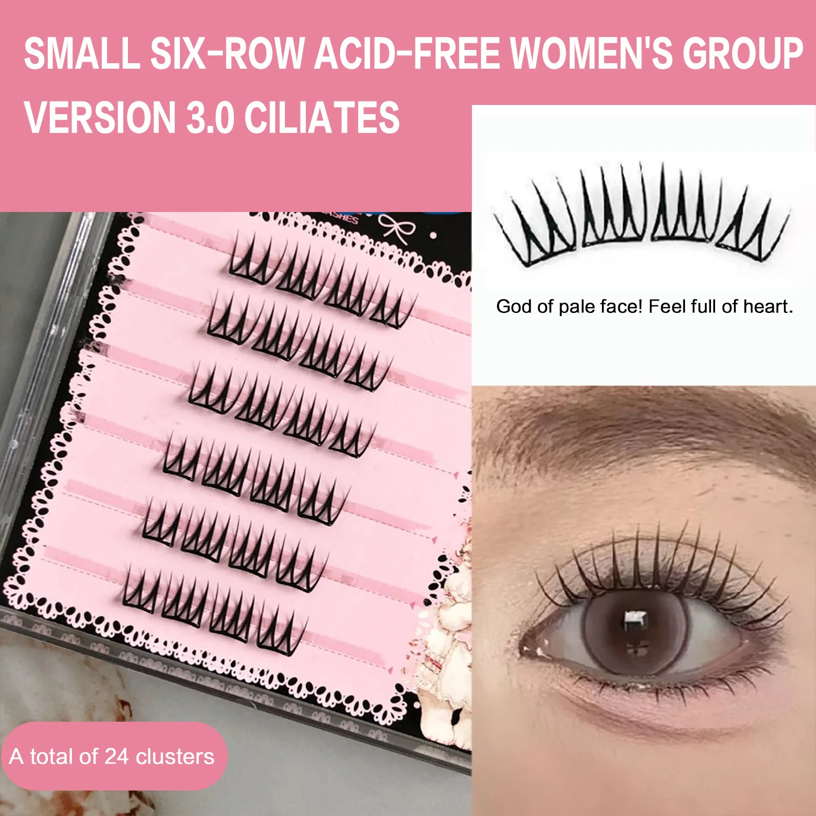 Ciglia finte autoadesive fai-da-te 24/80/160 Cluster Ciglia individuali Aspetto naturale Nessuna colla Accessori per il trucco di bellezza quotidiana pigra