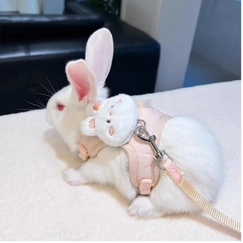 

Adjustable Rabbit Traction Rope Anti-Breaking for Dwarf Rabbits with Drooping Ears Special Walking Vest Type for Small Pet Care