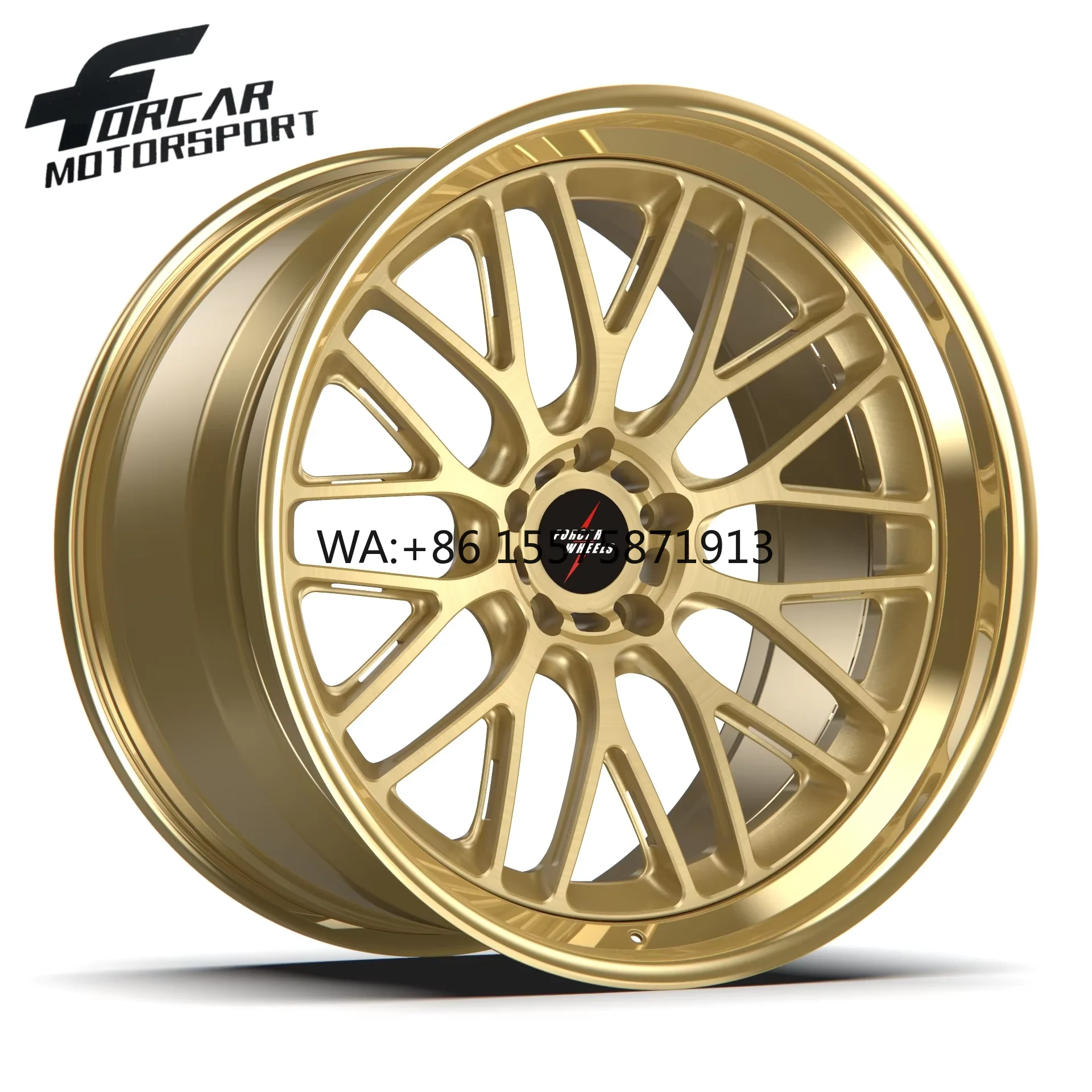 

16 17 18 19 20 21 22 23 24 Inch Two-Piece Gold Color Lightweight Forcar Motorsport Alloy Forged Aluminum T6061 Wheels Rims