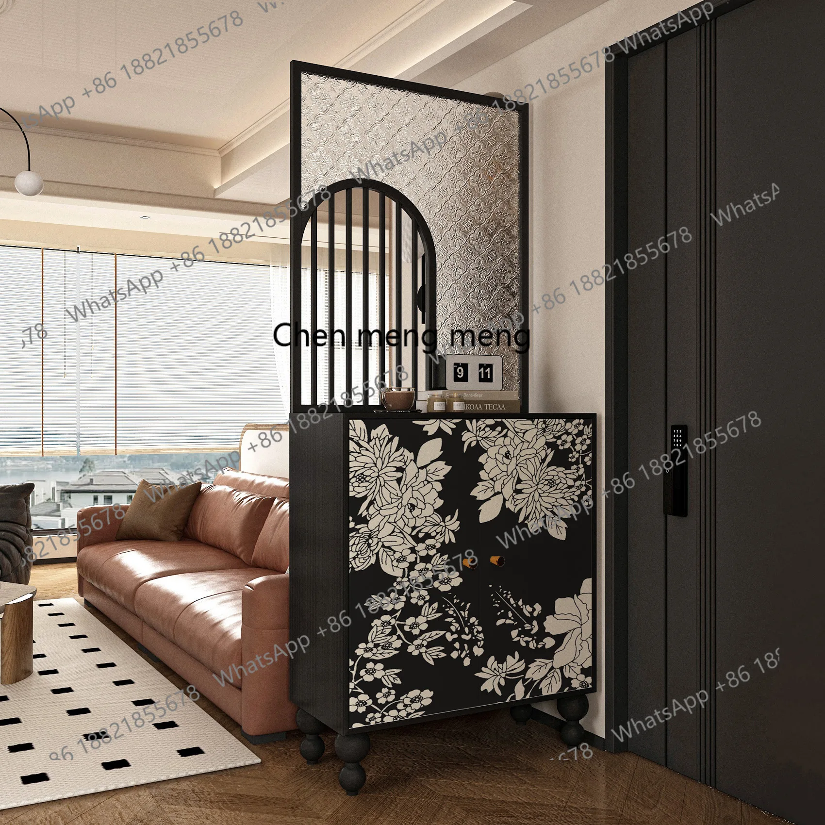 

Medieval entrance cabinet, screen retro storage cabinet, living room glass partition cabinet, household shielding