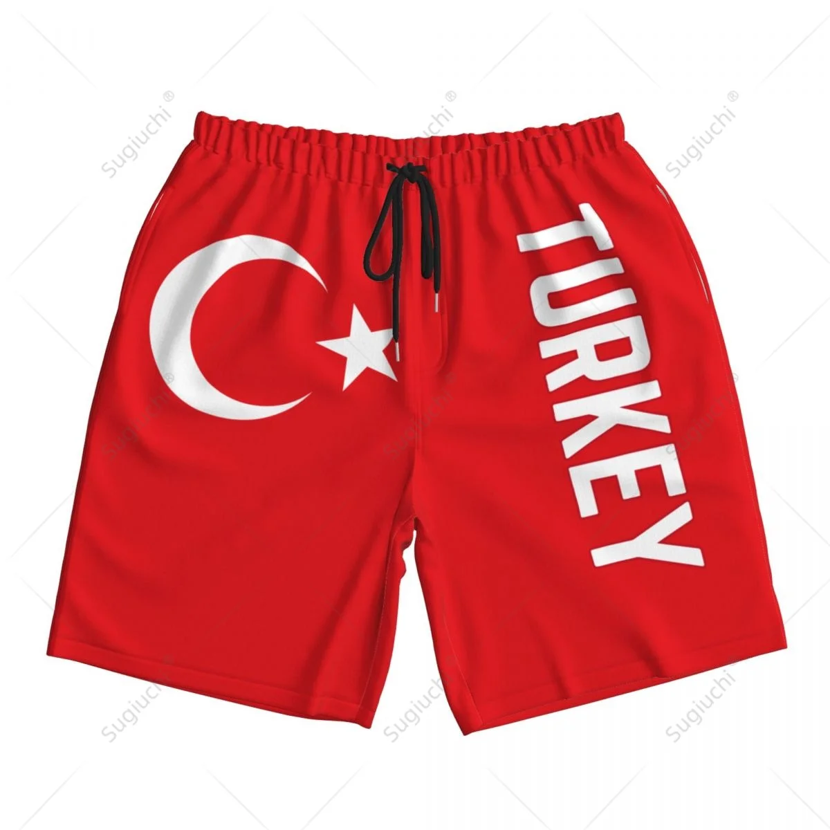 Homens Turquia Bandeira Praia Calças, Shorts de Surf para Meninos, Futebol, Ciclismo Swimwear, Poliéster Corrida, Turkiye Board