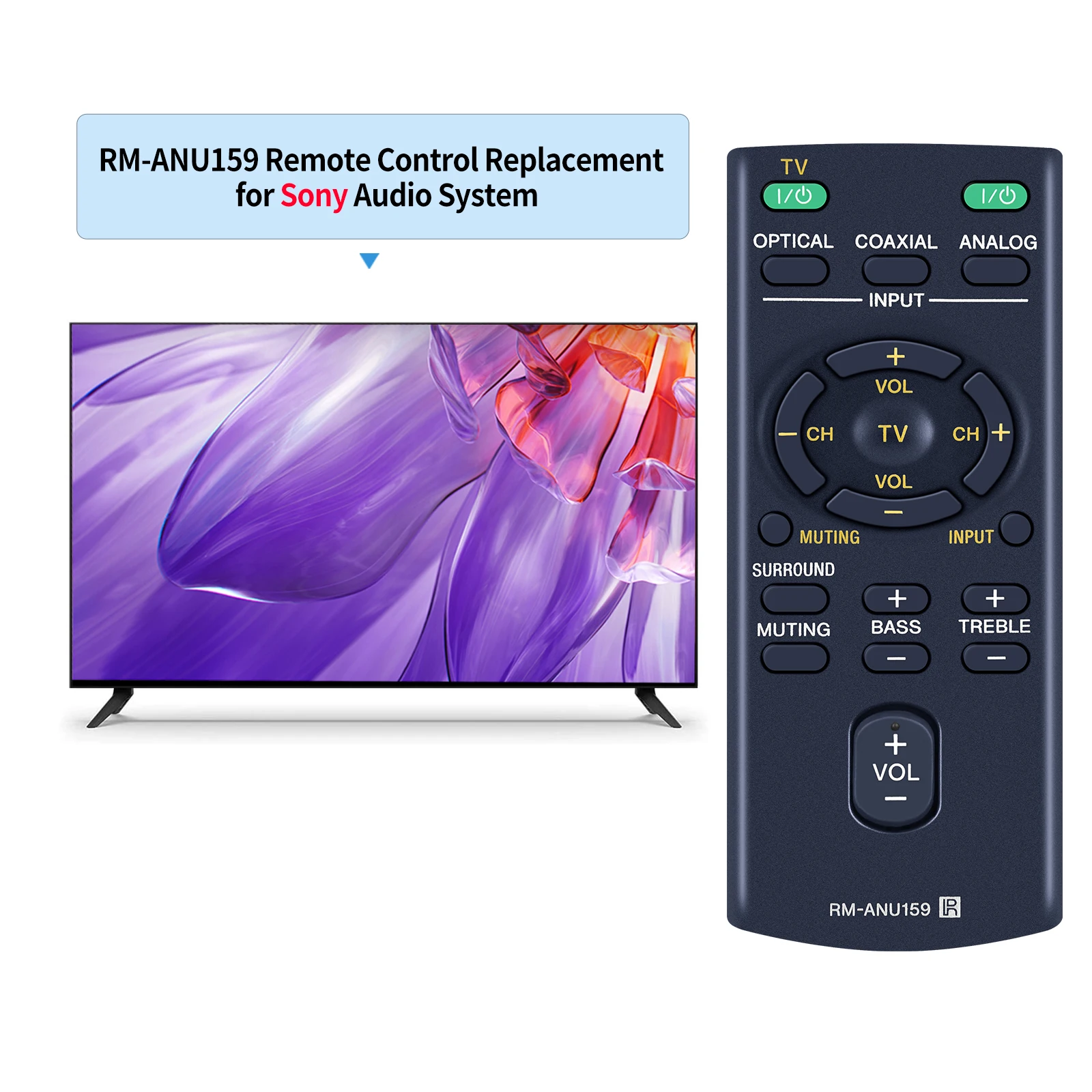 Replacement IR 433MHz RM-ANU159 Remote Control with Long Transmission for S ony Sound Bar HT-CT60 / CSA-CT60 SS-WCT60