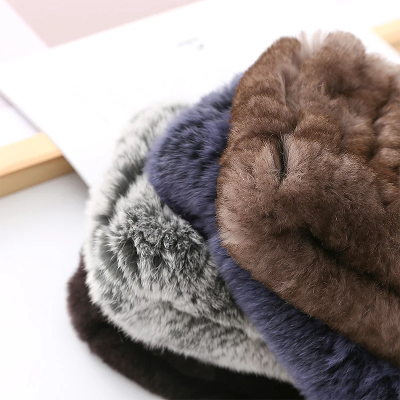 유럽 ​​추운 겨울 진짜 렉스 토끼 모피 Headbads 모피 Neckwarmer 남성과 여성 모피 반지