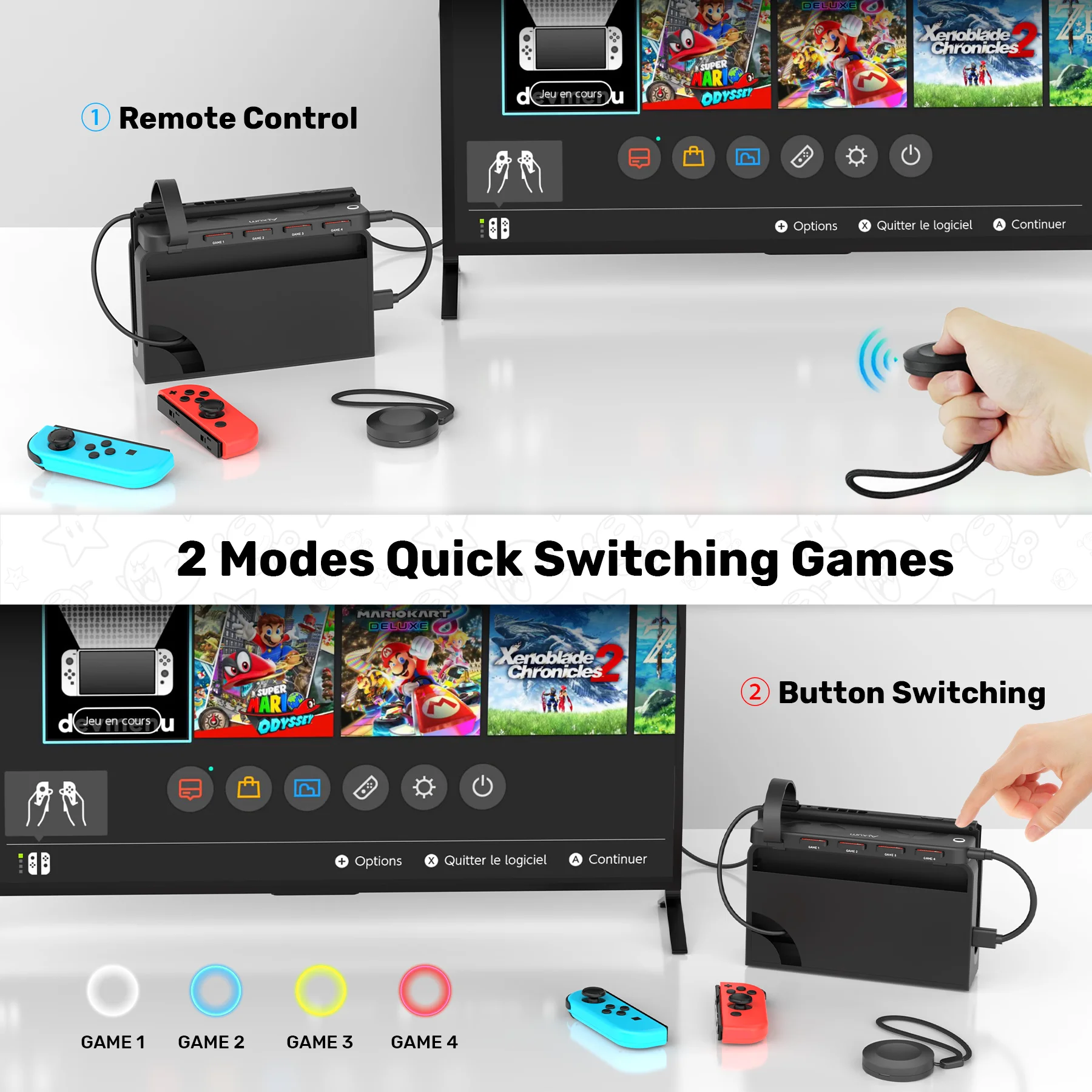 Imagem -02 - Unitek-ns Game Switch com Controle Remoto Oled Gaming Card Reader Rapidamente One-key Switching Acessórios Nintendo