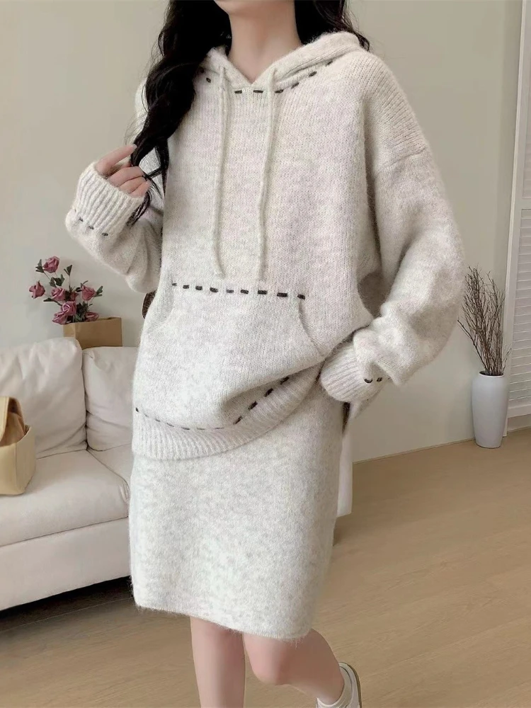 

Korobov Autumn Korean Casual Pocket Hooded Loose Patchwork All Match Pullovers