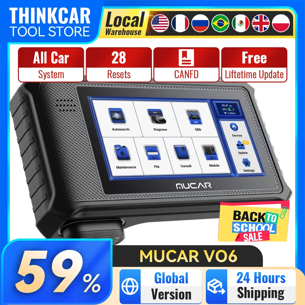 MUCAR VO6 Auto-Diagnosetools, komplettes System, OBD2-Scanner, 28 Resets, lebenslange Frei, bidirektionale Steuerung, ECU-Codierung, automatische Scan-Tools