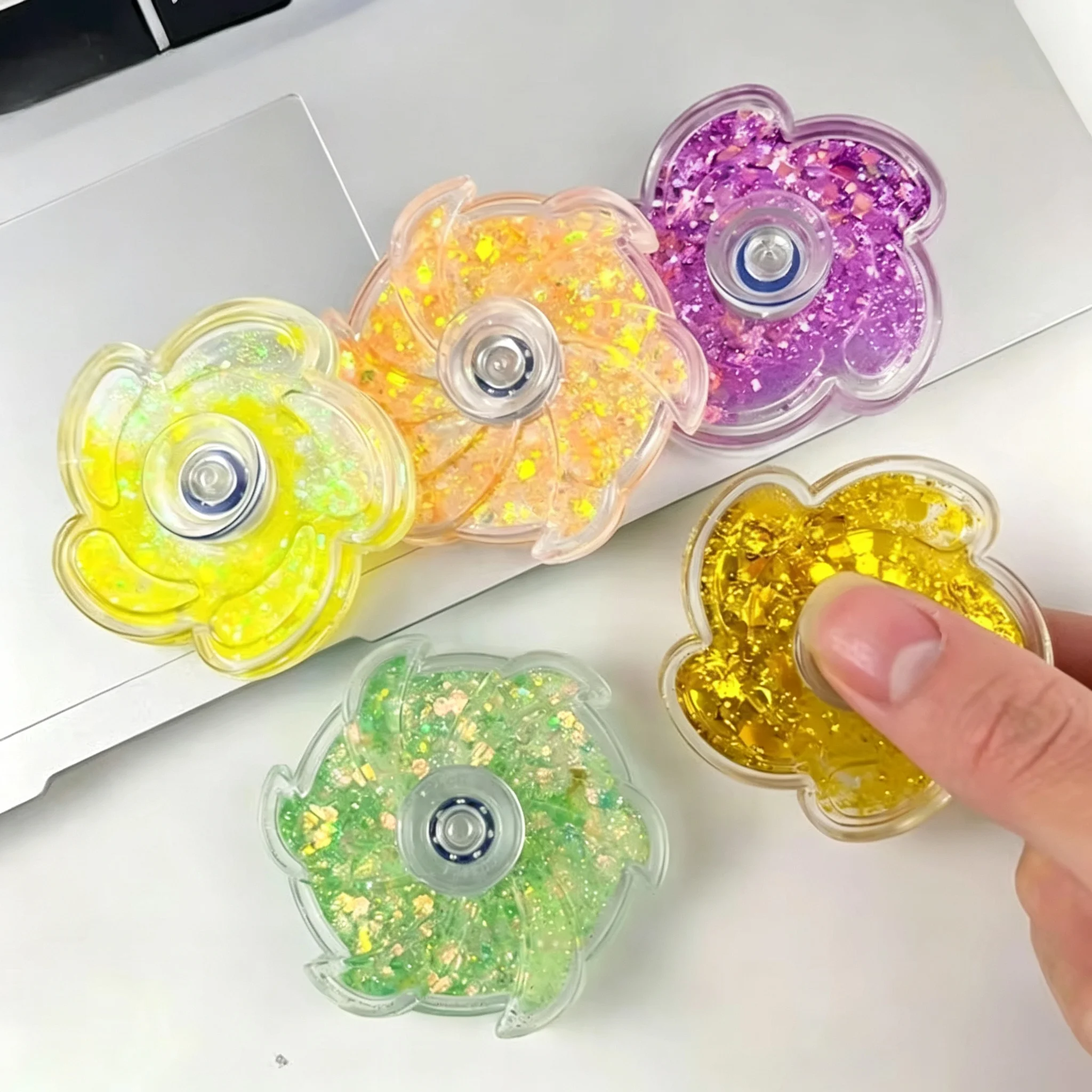 Fidget Spinner Rustling Portable High Rotational Speed Petal-like Spinning Gyro Colorful Sequined Desk Stress Relief Toy Gifts