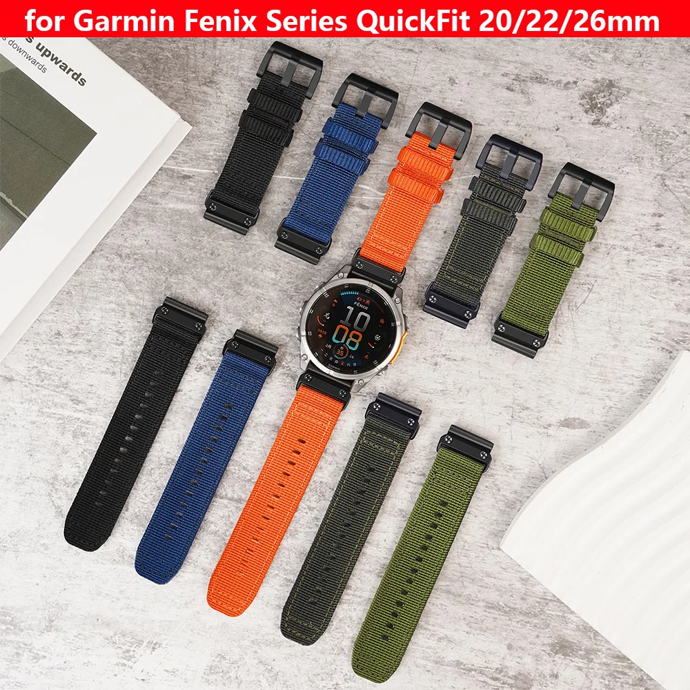 

Ремешок для часов Garmin QuickFit подходит для Fenix 8 7 6 20 мм 22 мм 26 мм, нейлоновый холст, сменный ремешок для часов