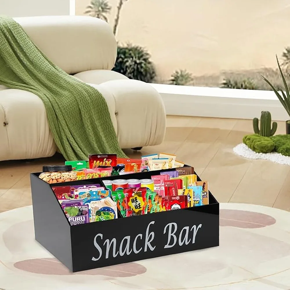 Acrylic Snack Organizer Durable Transparent Clear Acrylic Construction Four Compartment Container