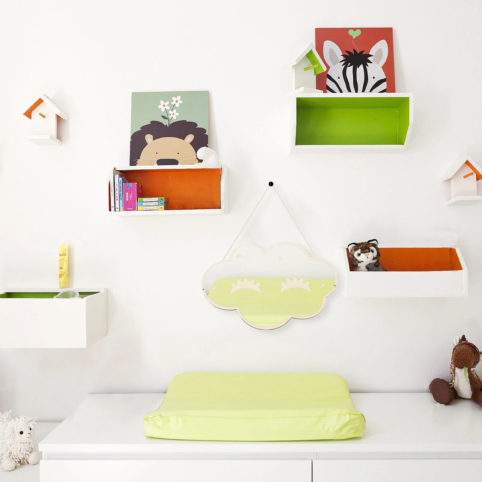 

1Set Nordic Style Wall-Mounted Mirror Creative Decorative Hanging Mirror for Home Bedroom Bathroom Makeup Room Wall Adornment