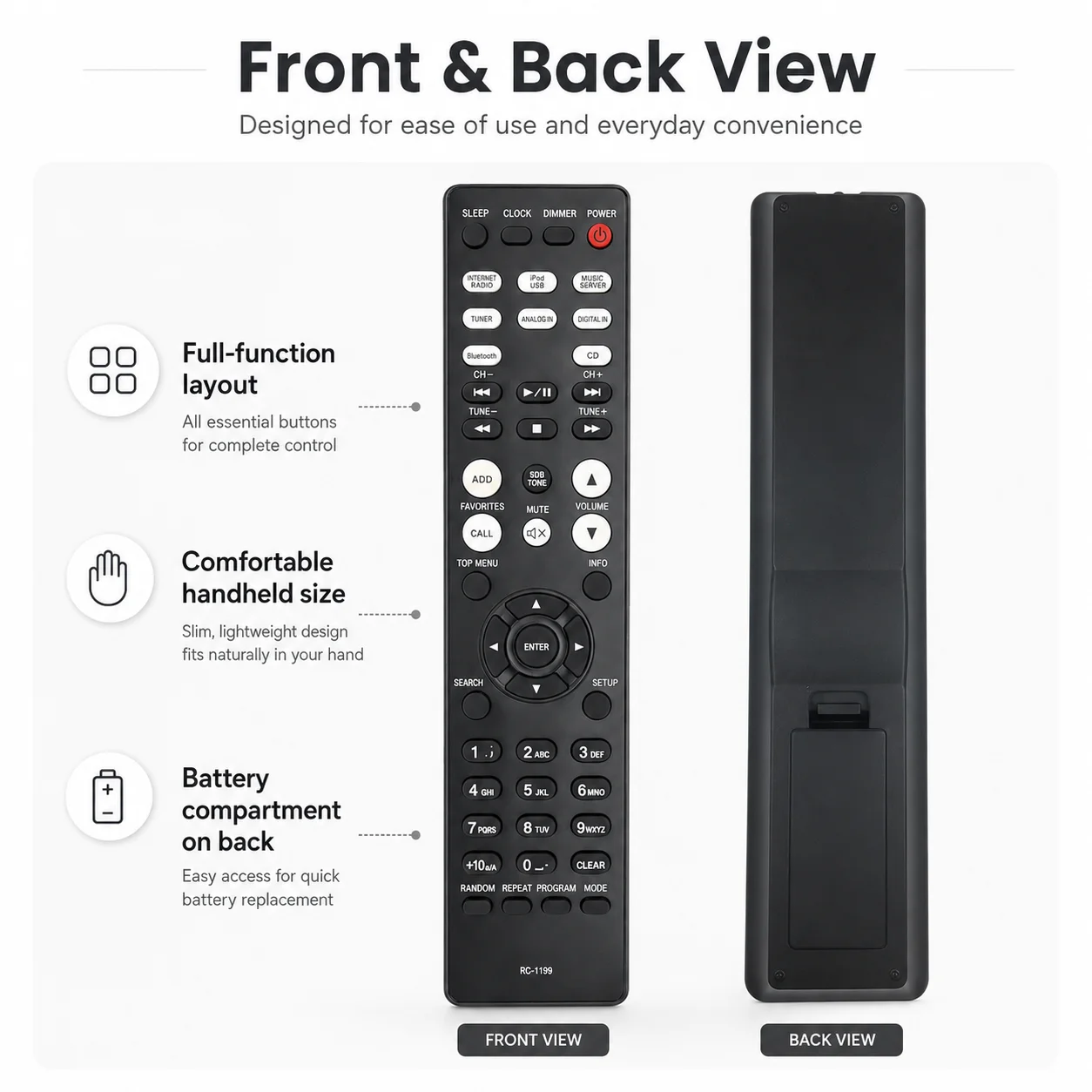 Remote Control For DENON CEOL RC-1163 RC-1199 RCD-N10 RC-1222 Hi-Fi All-in-One Network CD Receiver
