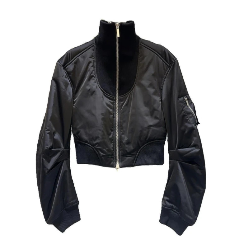 Giacca corta in cotone autunno inverno donna 2025 cappotto in cotone girocollo casual allentato di nuova moda capispalla caldo di colore puro femminile