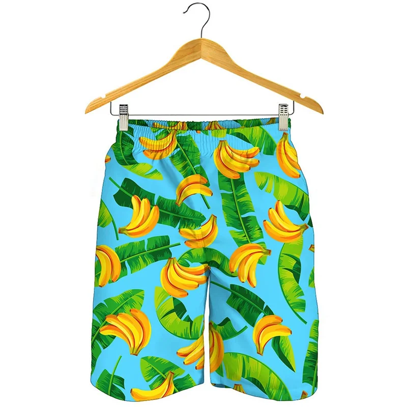 Tropical Fruit Banana 3d Print Beach Shorts Men Summer Street Short Pants Oversized Surf Board Shorts Quick Dry Swimming Trunks