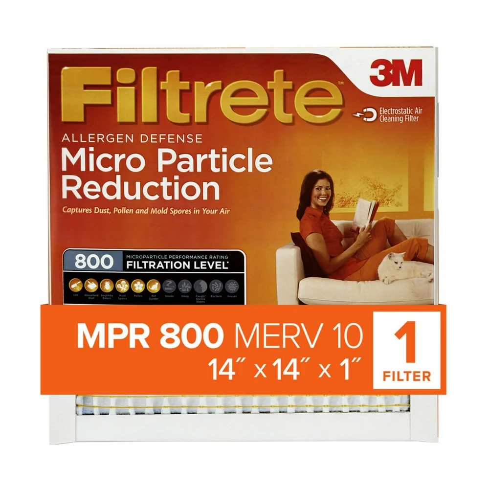 Filtro de ar HVAC de defesa de alérgenos 14x14x1, 800 MPR, forno eletrostático plissado, sistema AC, substituição, 2 pacotes, uso residencial