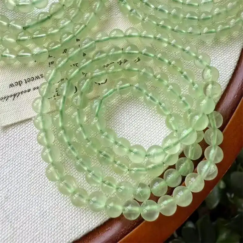 5.5MM Natural Prehnite Triple Circle Bracelet Jewelry Woman Men Healing Unisex Stretch Holiday Gift 1PCS