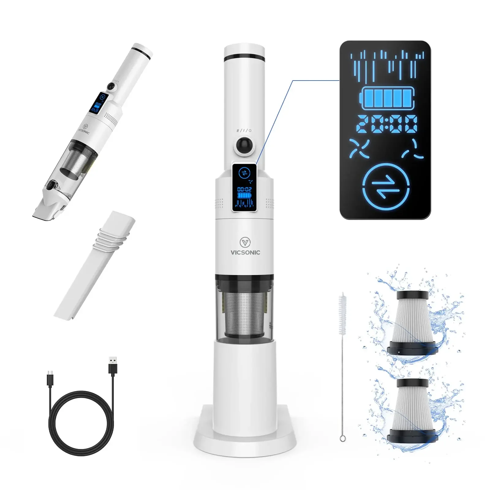 

VICSONIC 2022 H2 BLDC100W Cordless Mini Portable Vacuum Cleaner For Cars Handheld Wireless Floor Carpet Cleaning Machine
