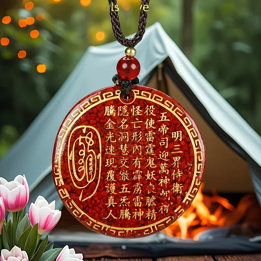Pendentif de protection spirituel en cinabre doré, motif Bagua, pour homme et femme, bijou taoïste pour l'année du destin
