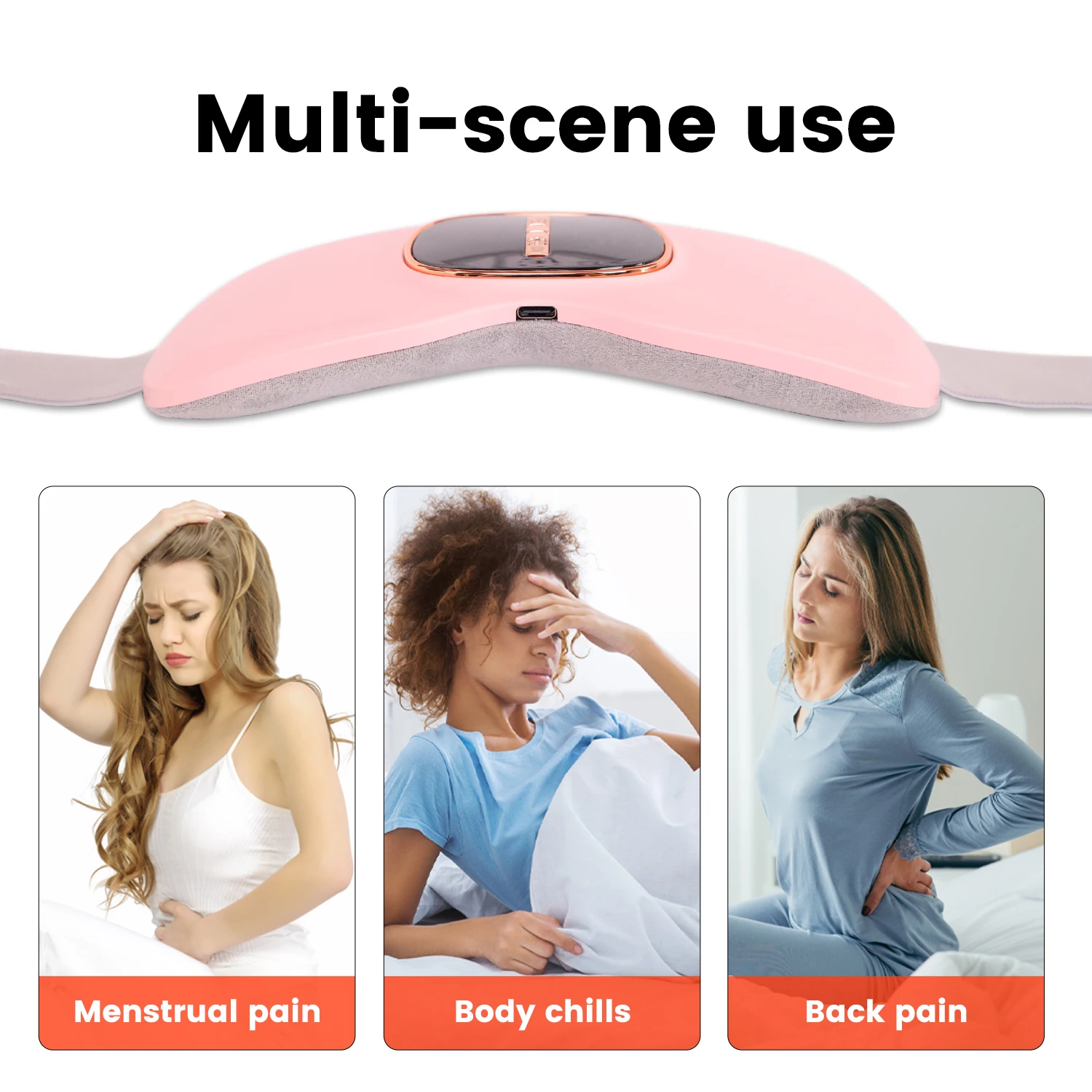 Cordless Relief Period Cramps Pain Warm Palace Belt Abdominal Massager Menstrual Heating Pad