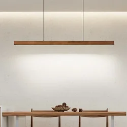 Lampadario moderno a sospensione a LED in legno con striscia lunga, lampada da tavolo da pranzo, lampadario a sospensione per soggiorno, sala da pranzo, apparecchio di illuminazione da cucina