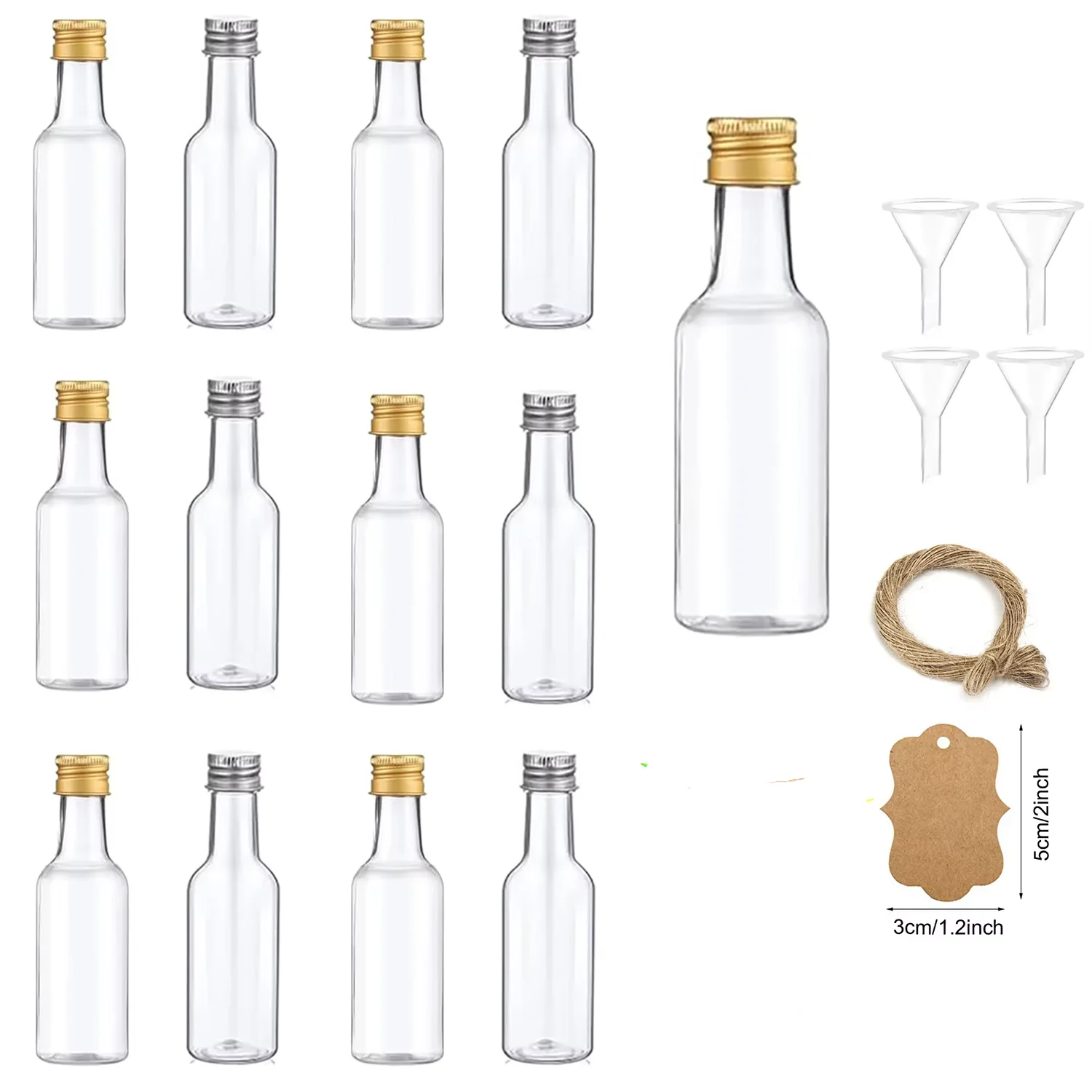 

5pcs Mini Liquor Bottles Plastic Small Shot Bottles Empty Mini Alcohol Bottles Party Favors Weddings Silver/ Gold Caps