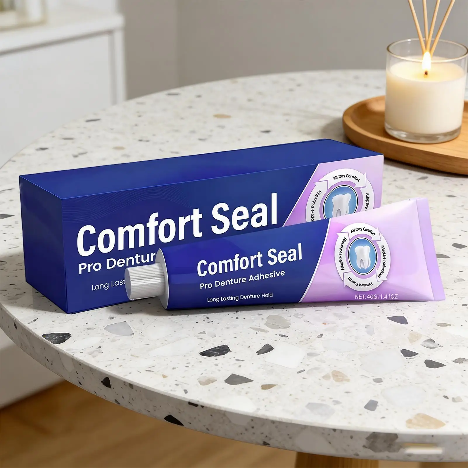 Glue For Dentures 40g Professional Denture Cream Long-Lasting Stability Comfort Security Teeth Adhesive For Home Travel Braces