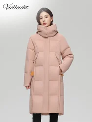 Vielleicht 2024 New Warm Winter Long Parkas Women Hooded White Duck Down Jacket Elegant Women Clothes Winter Puffer Jacket Coat