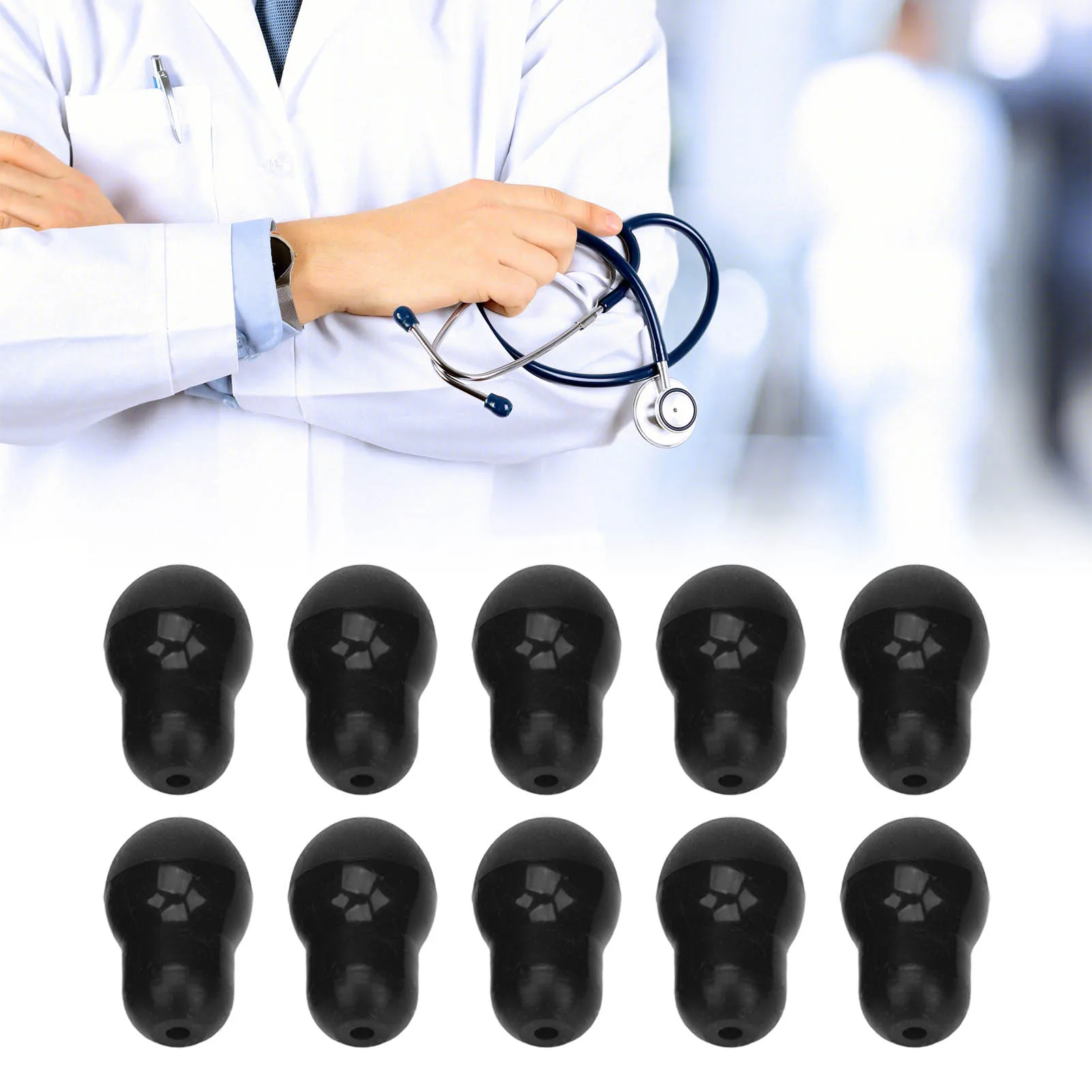 10Pcs Stethoscope Accessories Stethoscope Ear Tips Universal Replacement 2.5mm Silicone Stethoscope Earplugs for 5mm Ear Hooks