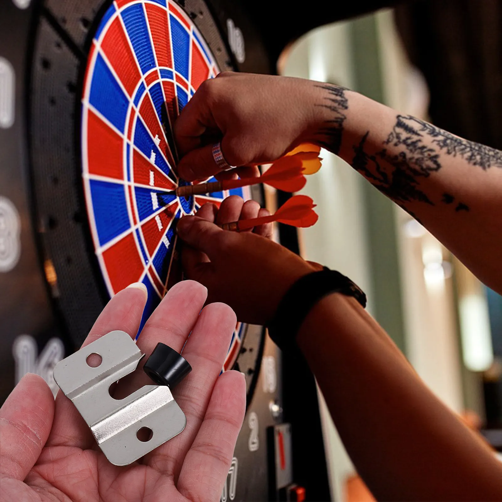 

Dartboard Wall Mounting Bracket Kit with Screws Hooks Hardware for Easy Installation Space Saving Display Stand Home Office Bar