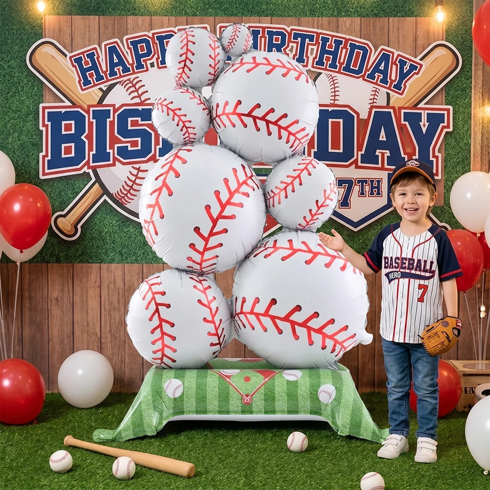 1/2 Ballons géants autoportants en aluminium sur le thème du baseball pour enfants et garçons, cadeau d'anniversaire, décoration de fête d'équipe, faveurs