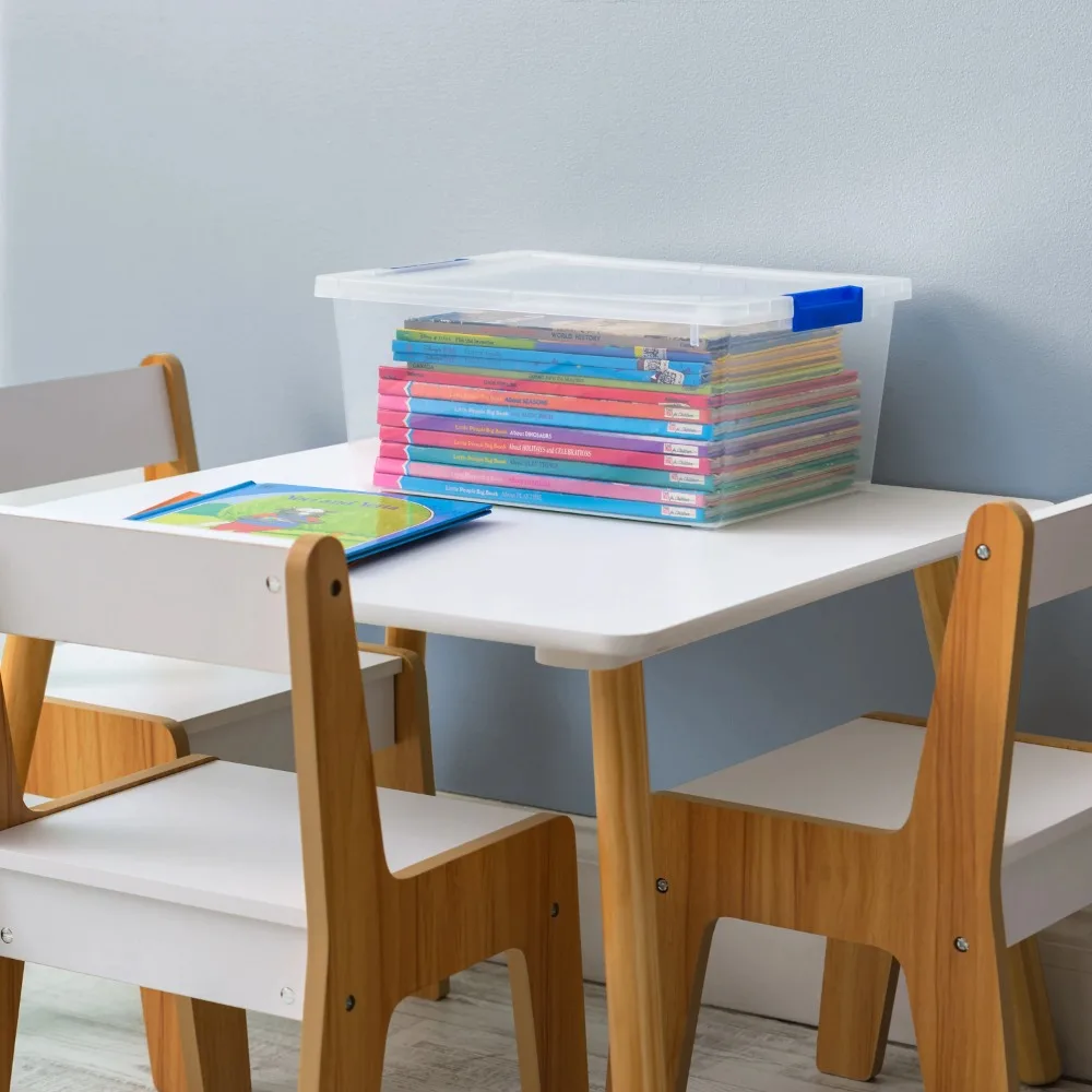 12 Qt. Plastic Storage Bins with Lids, Clear Containers, Latching Totes 4Pk