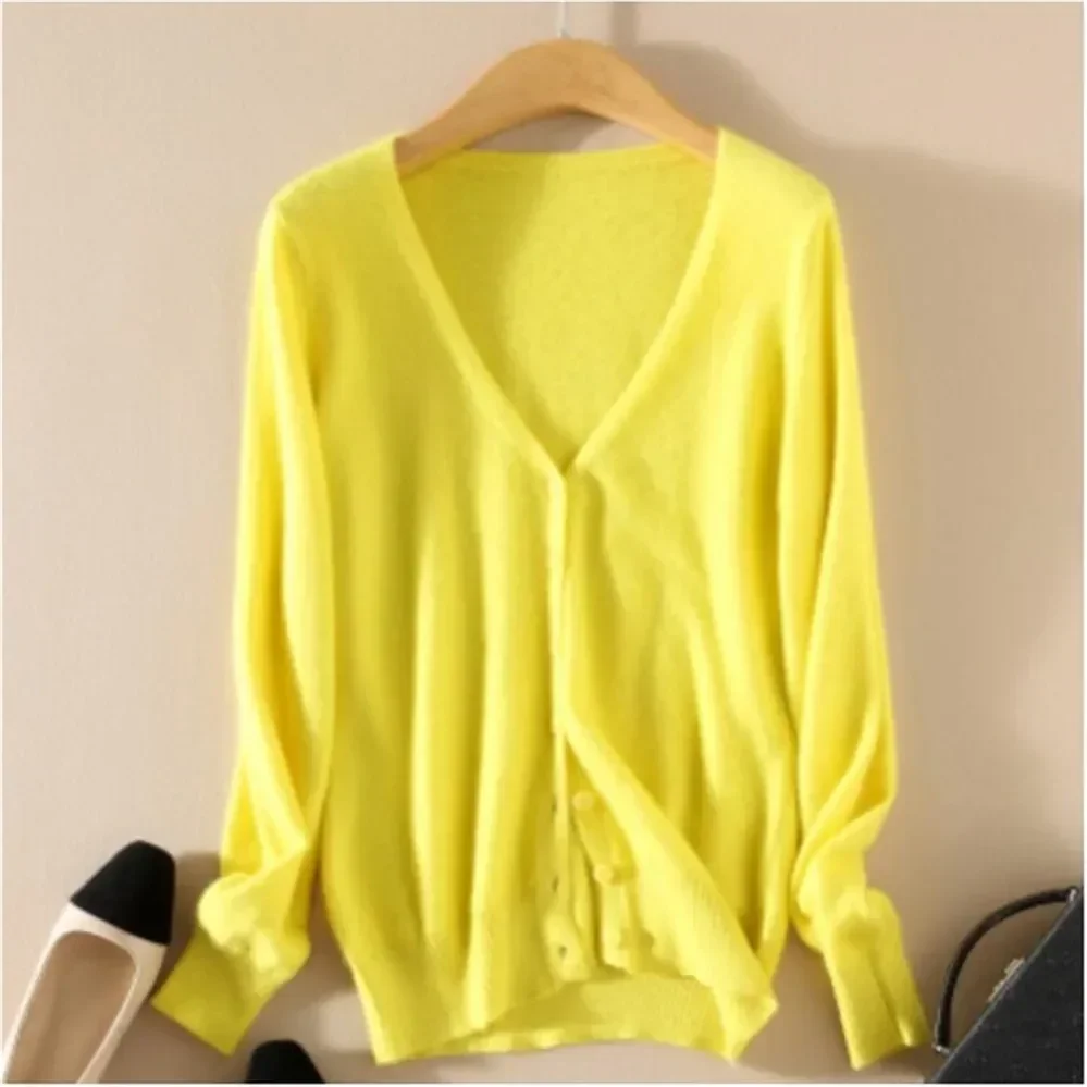 

Spring Autumn Korean Women V-Neck Long Sleeve Knitted Sweater Female Cardigans Women Coat Ladies Tops Large Size 3XL Cardigan