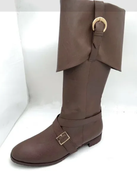 海賊ブーツ中世バイキング兵士コスプレ騎士靴ハロウィン男性バックル靴女性レトロパーティーミッドカーフブーツ