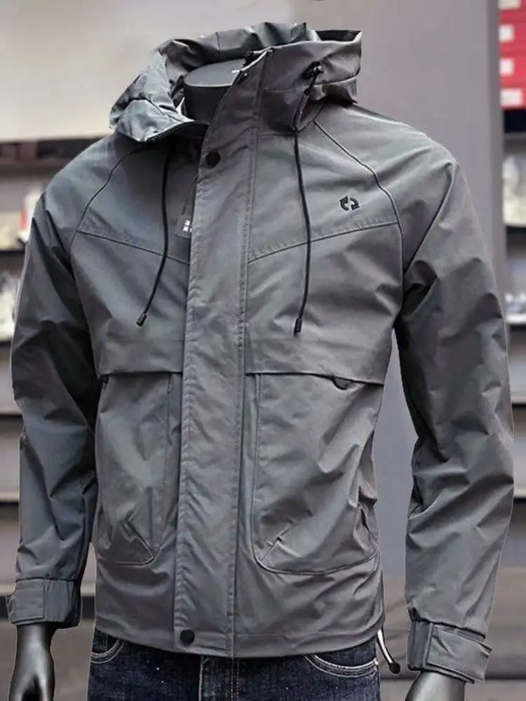

Мужская куртка с капюшоном, приталенная, молодежная, повседневная, для активного отдыха, модная, трендовая, брендовая, осень 2025, новинка