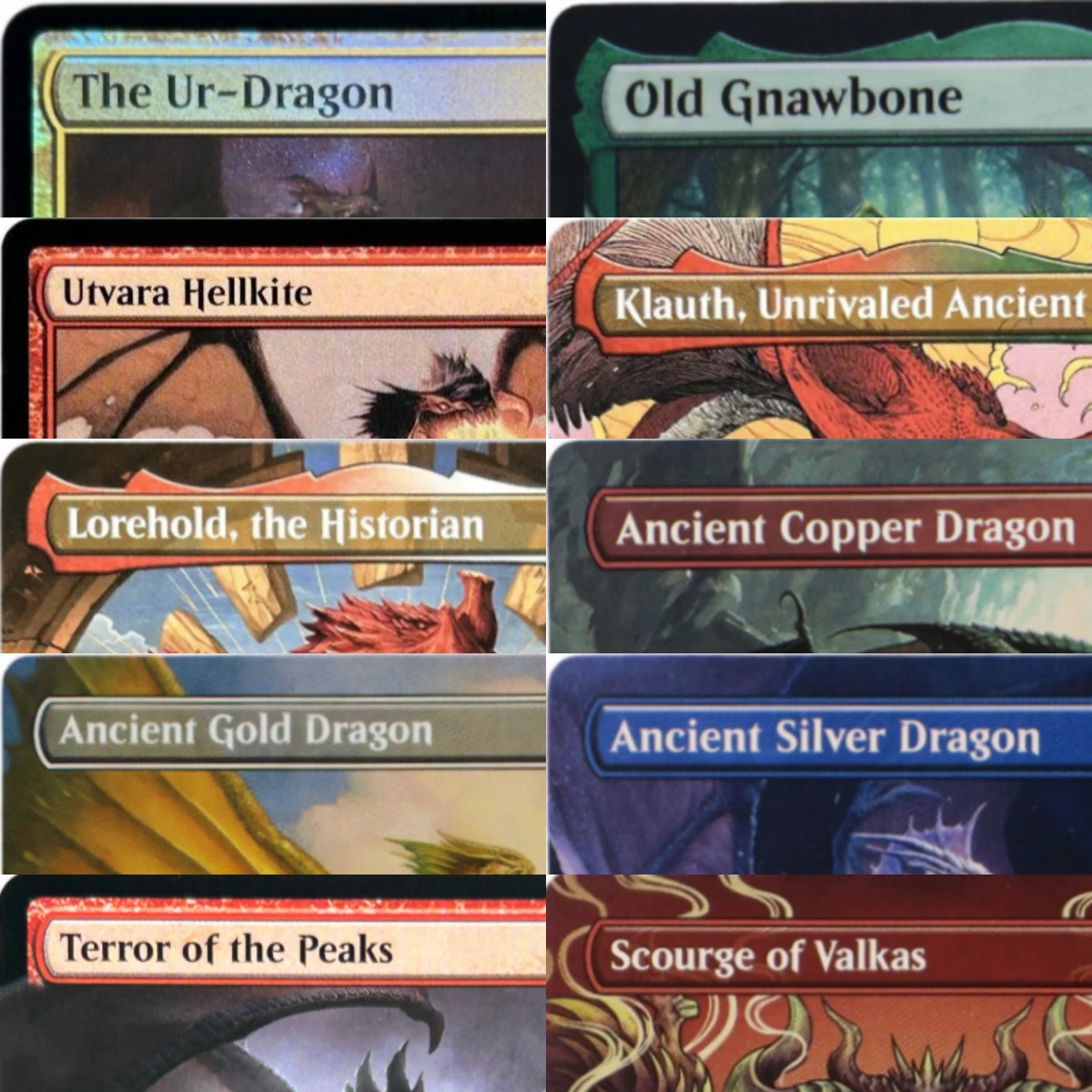 LK9 Utvara Hellkite The Ur-Dragon Goldlust Triad Ancient Gold Dragon Old Gnawbone High-Quality TCG Proxy Cards (Black-Core)