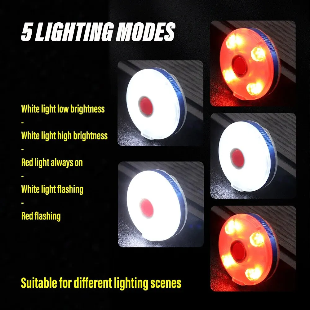 Super Bright MINI LED Flashlight Rechargeable Work Light Round Camping Light 3 Colors to Choose Multiple Lighting Modes