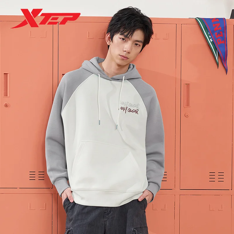 Xtep Pullover Hoodie For Men And Women 2024 Spring Comfortable Soft Unisex Sweatshirt  Mixed Color Outdoor Tops 976127930519